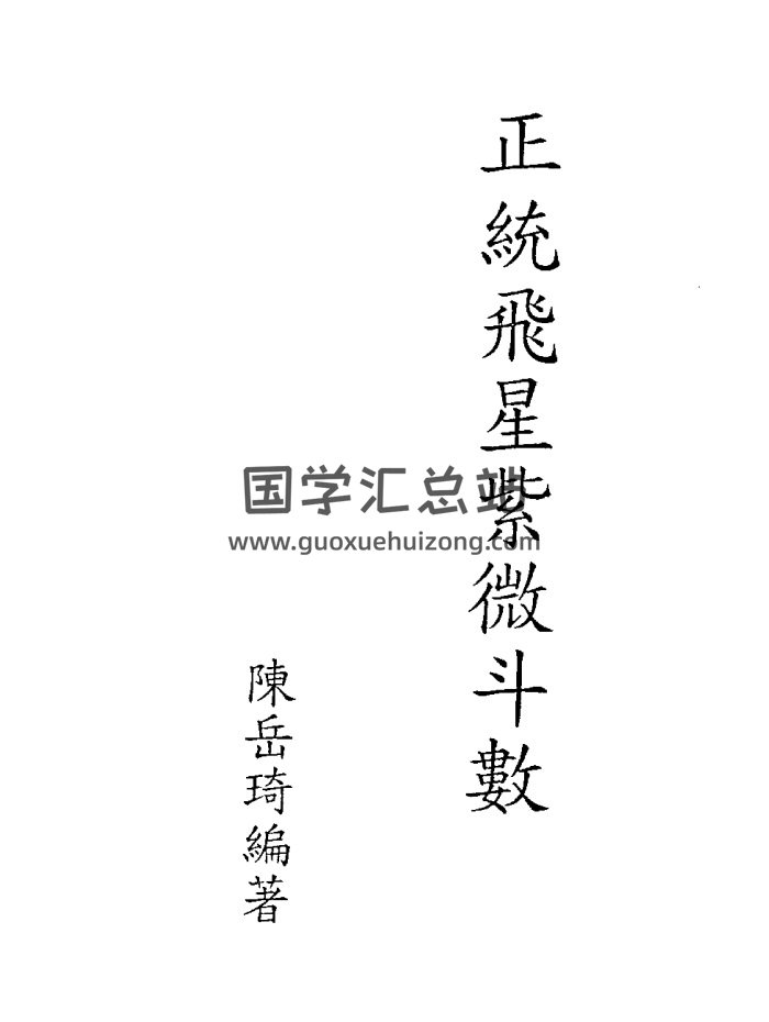 陈岳琦《正统飞星紫微斗数》全本188页双面PDF电子书-封面紫微斗数