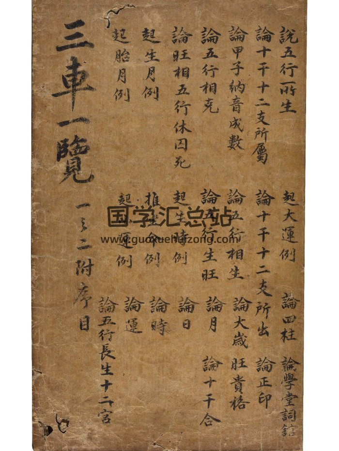 三车一览命书详论.十卷[宋]方谦之编.朝鲜金属活字刊本293页-封面命理