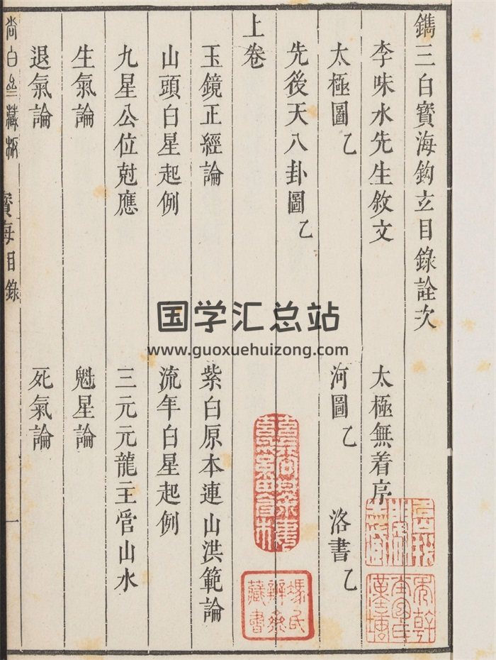 古代择吉日玄宫飞星法秘本《三白宝海钩玄3卷》（康熙39年古本）-封面择日天文