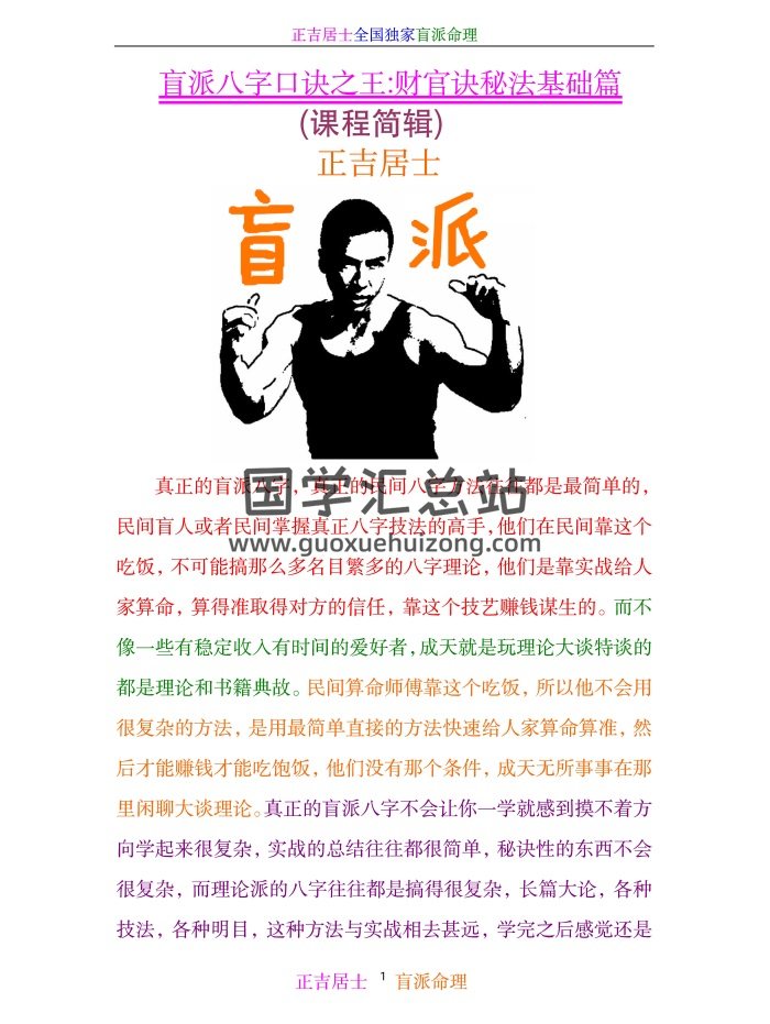 正吉居士《盲派八字口诀之王》524页高清版-封面命理