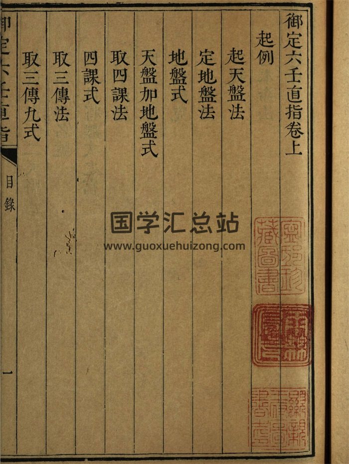 术藏《御定六壬直指》3个版本整理-封面六壬