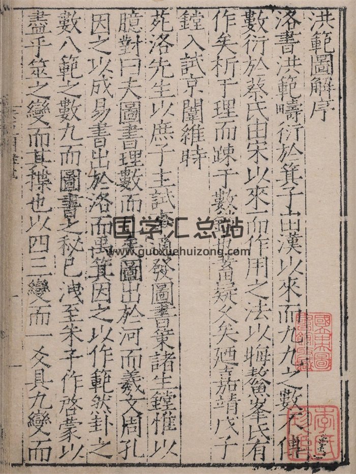 [明]韩邦奇撰《洪范图解》明代正德十六年王道刻本-封面奇门遁甲