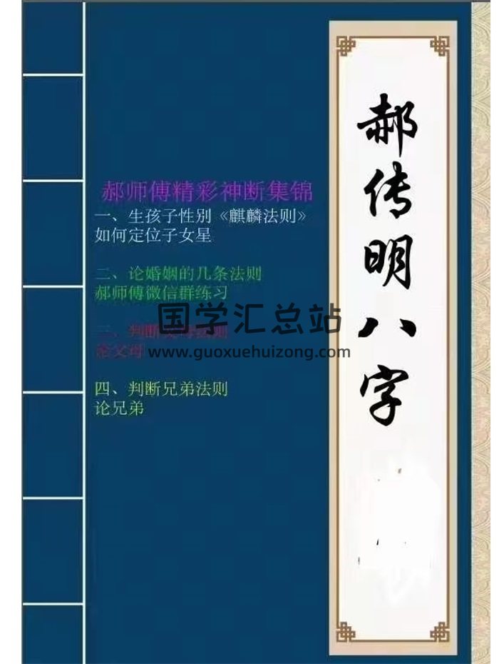 郝传明盲派八字子女婚姻父母兄弟实战案例集锦113页-封面命理