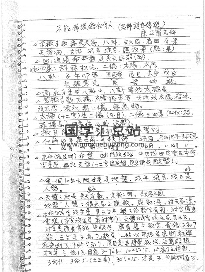 陈政男《亲传紫微斗数手抄笔记》338页-封面紫微斗数
