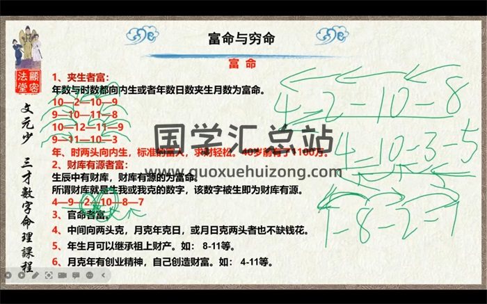 文元少《三才数字神断》秘授班 2022-2023共两期 14集约37小时-封面术数其他