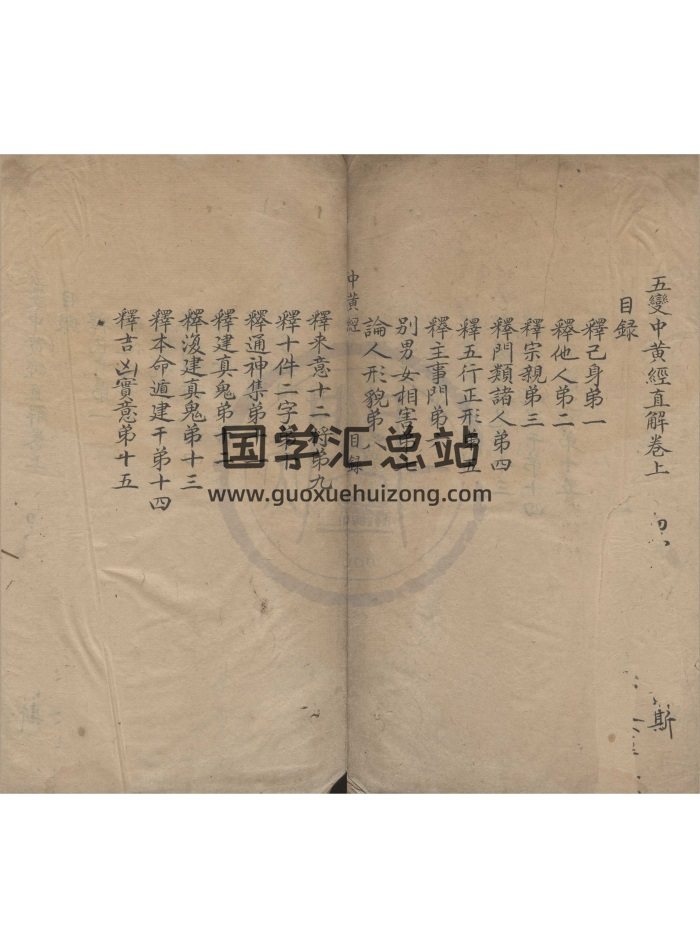 《五变中黄经直解二卷》清嘉庆南野草堂抄本.天一阁藏122页双面-封面六壬
