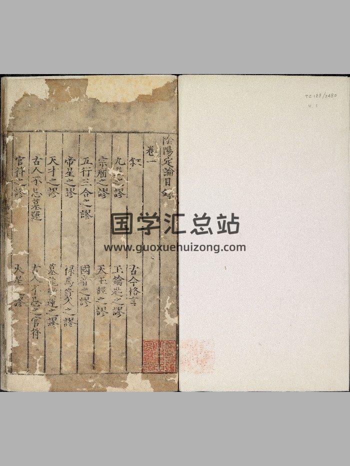 《阴阳定论》三卷.明.周视著.明嘉靖时期刊本-封面易经