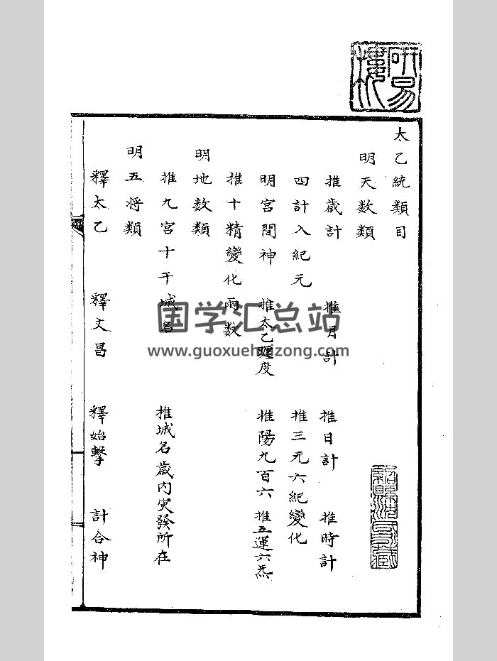 《太乙统类》研易楼旧藏本 黑白-封面术数其他