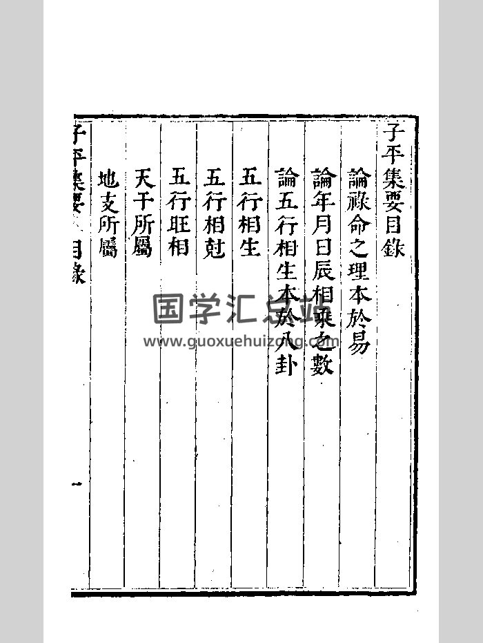 《子平集要》清内府本 黑白-封面命理