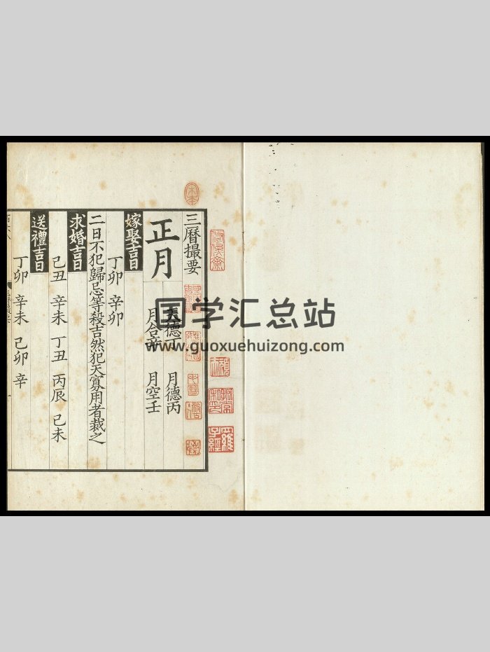 《三历撮要》1册.明代毛氏汲古阁影宋钞本（58页）-封面择日天文
