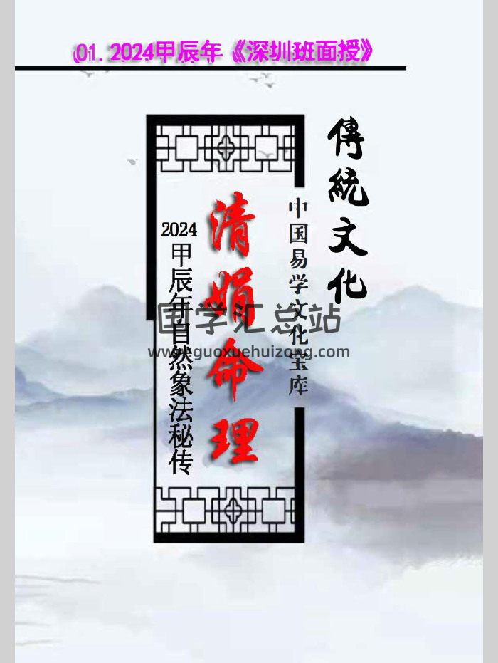 杨清娟 2024甲辰《深圳班面授》2024年高维班案例（309页）-封面四柱八字