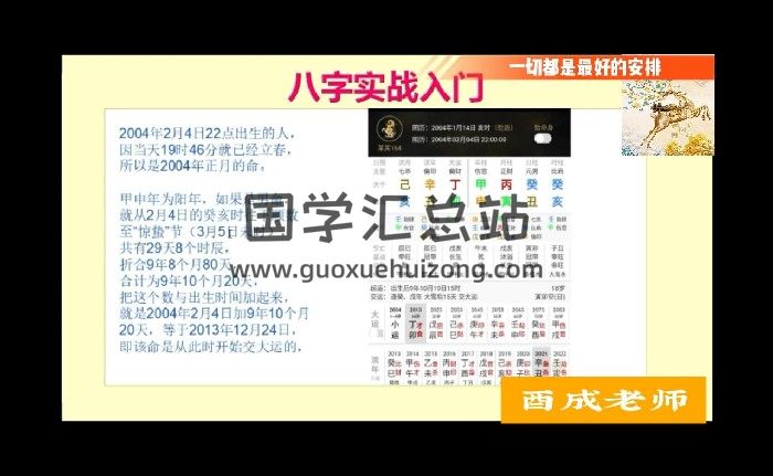 酉成《八字高级进阶课程》42集视频约12小时-封面四柱八字