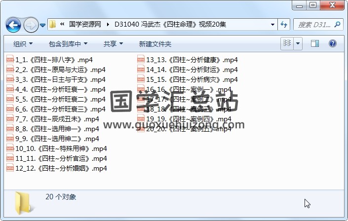 冯武杰《四柱命理》视频20集 四柱八字 第1张