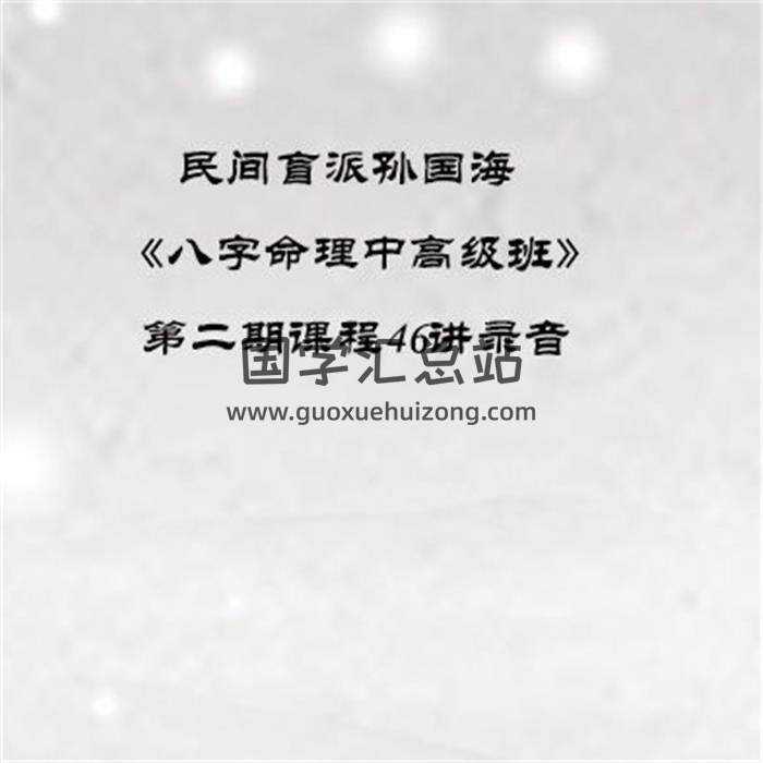 民间盲派孙国海《八字命理中高级班》第二期课程46讲录音百度网盘分享-封面命理学