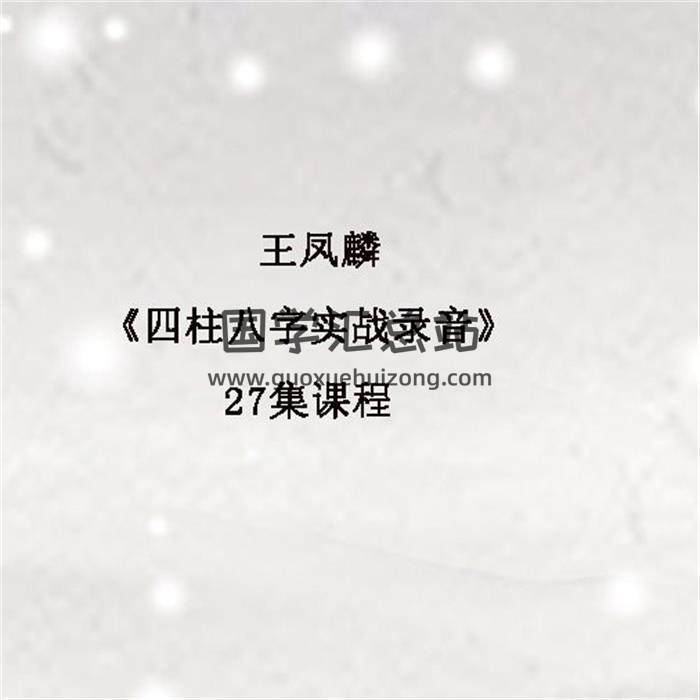 王鳳麟《四柱八字實戰錄音》27集課程百度網盤分享-封面四柱八字