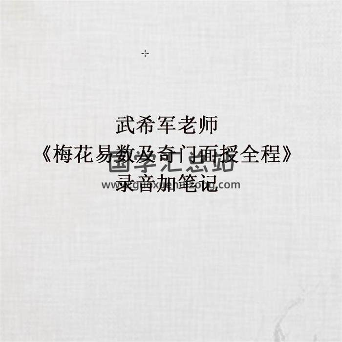 武希军老师《梅花易数及奇门面授全程》录音加笔记百度网盘分享-封面易学