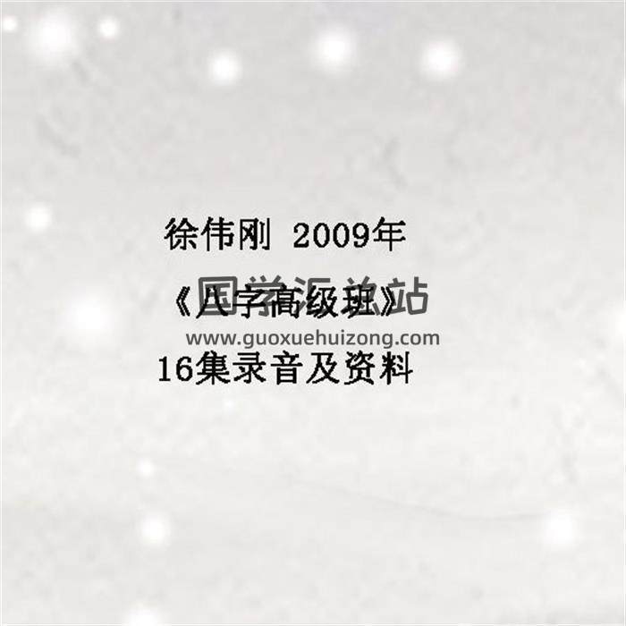 徐伟刚 2009年《八字高级班》16集录音及资料 百度网盘分享-封面四柱八字