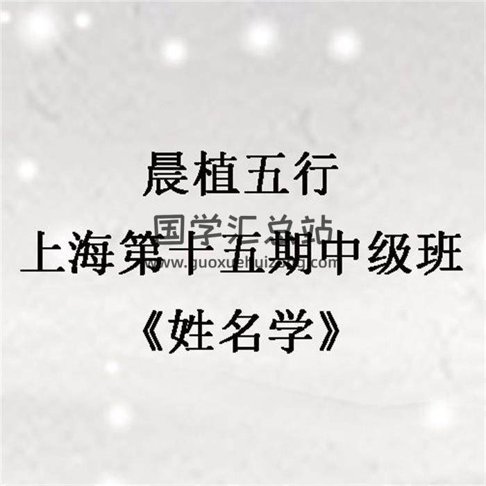 晨植五行  上海第十五期中级班《姓名学》 百度网盘分享-封面姓名学