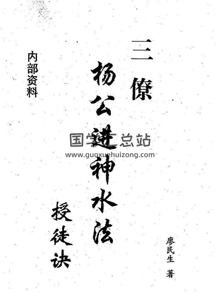 廖民生《杨公进神水法授徒诀》286页PDF电子书-封面易学