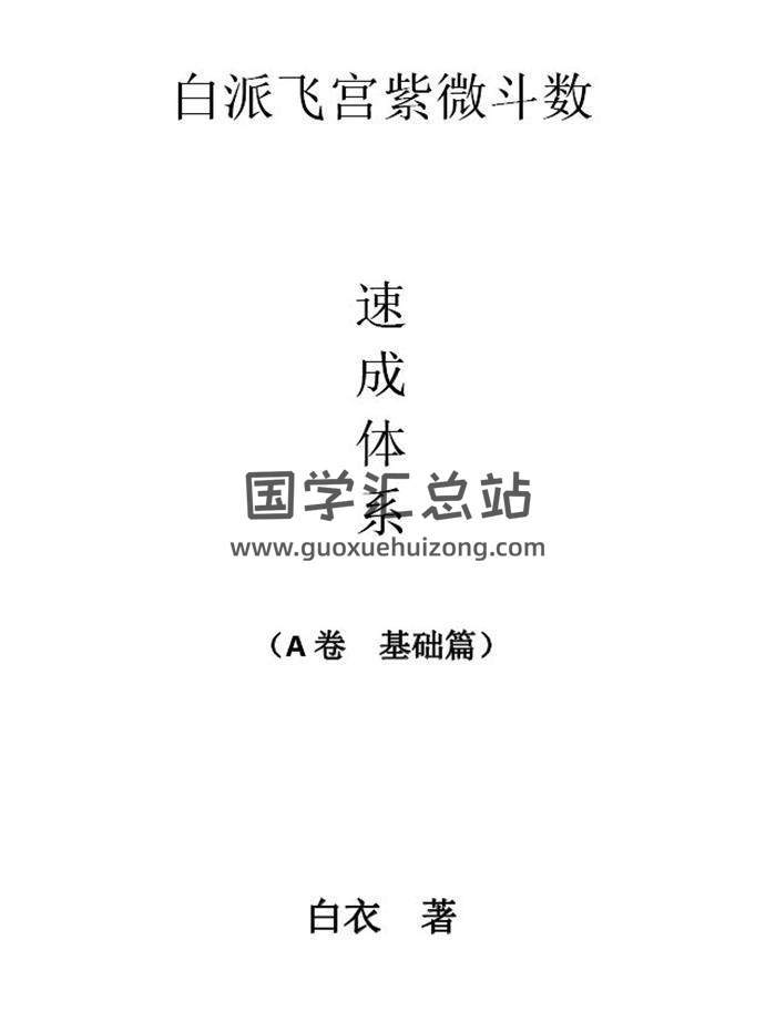 白衣 著《白派飞宫紫微斗数速成体系》99页PDF电子书-封面紫微斗数