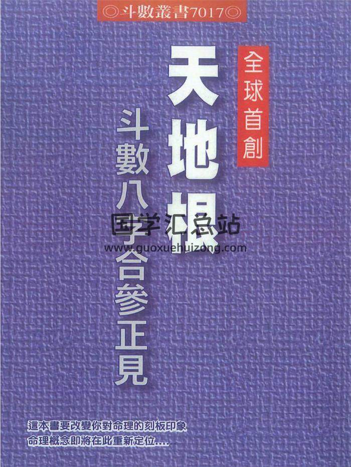 简志升、吴心慧合著《天地根斗数八字合参正见》370页PDF电子书-封面紫微斗数