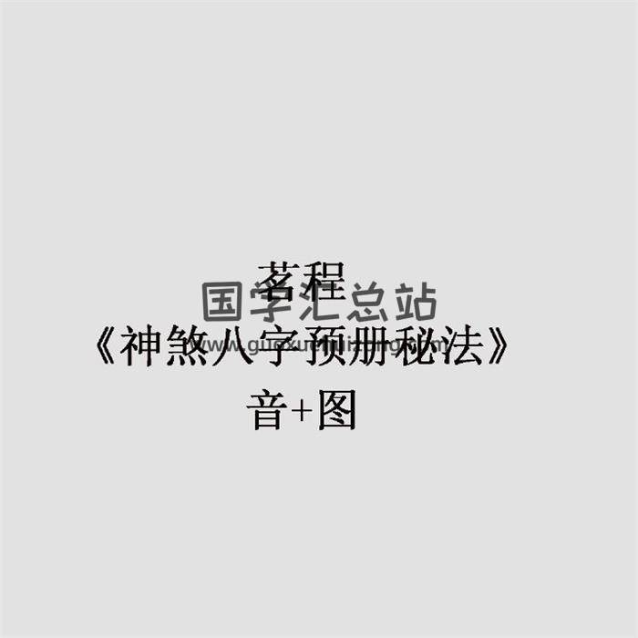茗程《神煞八字预测秘法》音+图+讲义-封面四柱八字